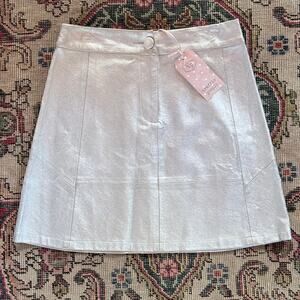 NWT Traffic People London Silver Metallic Faux Leather Skirt Size S